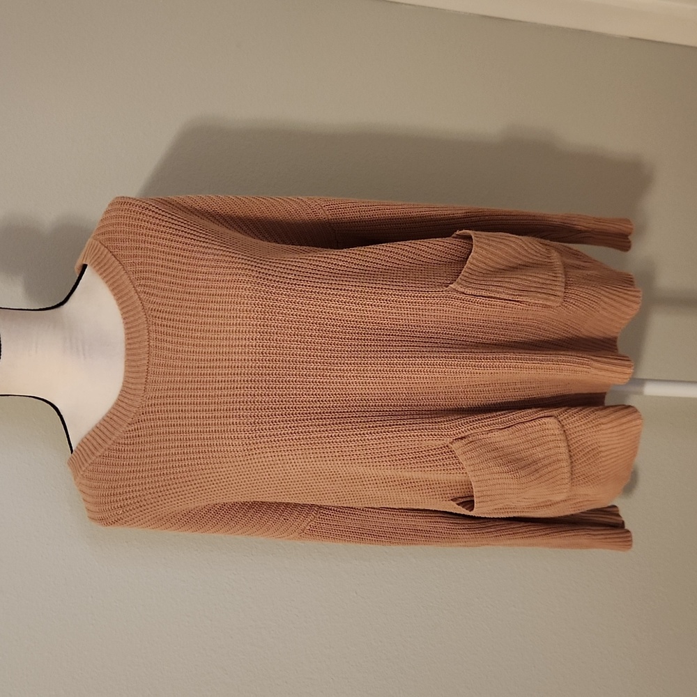 Loft oversized tan front pocket sweater
